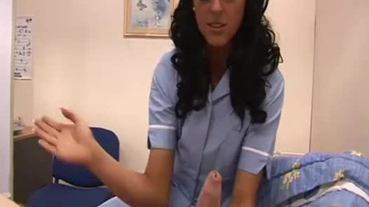 Sexy nurse gives cheeky patient a harsh handjob