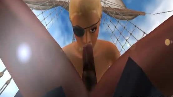 Hot 3d blonde pirate sucks cock and gets fucked